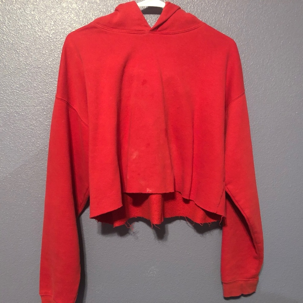 Red cropped hoodie